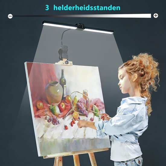 Oplaadbare LED Bureaulamp met 64 LEDs - 4 Kleurtemperaturen, 3 Helderheidsniveaus, Draadloos, Touchbediening, Ideaal voor Tekenen & Schilderen — afbeelding 2