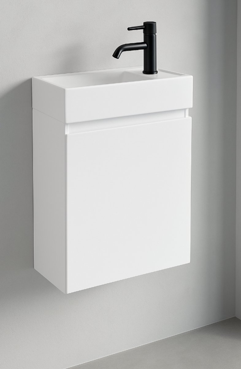 LINEA UNO - Volda 40 rechts - Glans wit - Toiletmeubel - - 301613