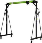 TRUTZHOLM - Portaalkraan met loopkat - Mobiele werkplaatskraan - Hefvermogen 1 ton - In hoogte verstelbaar van 2,4 tot 3,6 m - Gepoedercoat staal