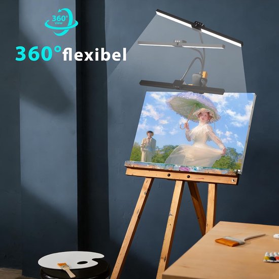 Oplaadbare LED Bureaulamp met 64 LEDs - 4 Kleurtemperaturen, 3 Helderheidsniveaus, Draadloos, Touchbediening, Ideaal voor Tekenen & Schilderen — afbeelding 3