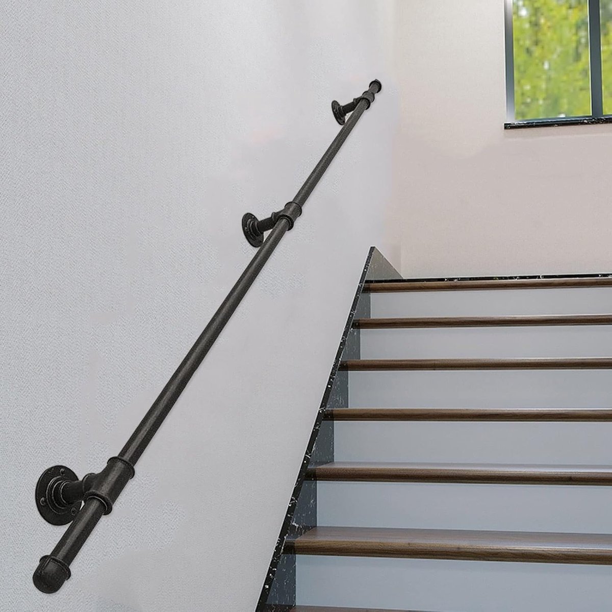 Metalen Trapleuning - Wandmontage Leuning - Veiligheid Thuis - Smeedijzer Stevig - 2.6ft - Zwart