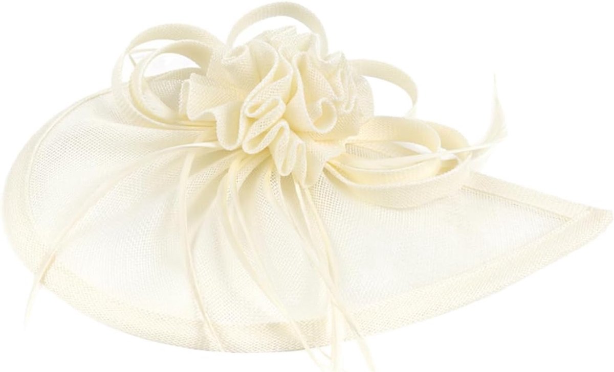 Cocktail Party Hoed - Hoofddeksel Dames - Feestelijke Gelegenheid - Met Mesh Veil - 28x26x5cm - Wit