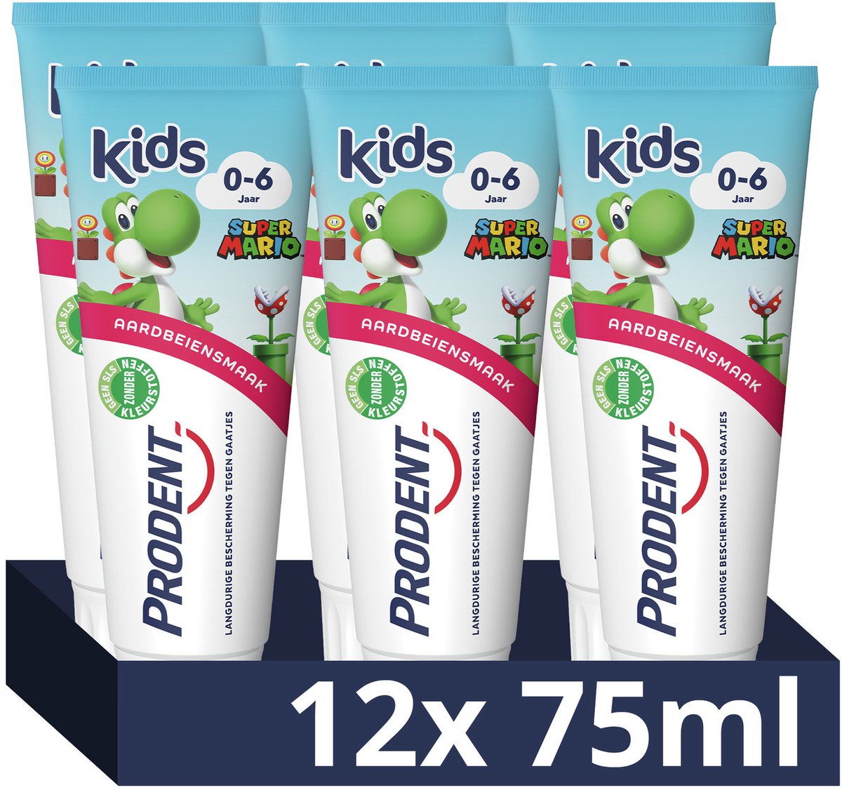 Prodent Kids 0-6 jaar Tandpasta - Super Mario - tandverzorging met fluoride remineralisatie-technologie - 12 x 75 ml