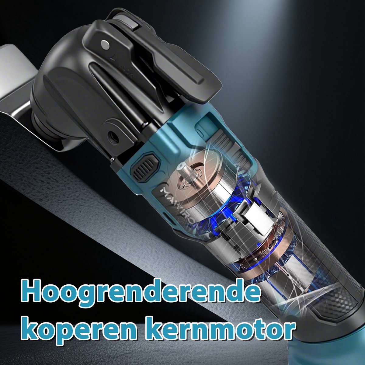 Borstelloze Oscillatie Multitool / Oscillerende Zaag / Schuurmachine – 20V 1.5Ah (2 accu's + lader) – Met 8 accessoires: zagen, schrapers, schuurvellen & schijven – Voor schuren, zagen, schrapen & snijden – Incl. opbergtas thumbnail 5