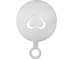 Latte Art Stencils - Koffie Decoratie - Cappuccino Versieren - Roestvrij Staal - 12x8.5cm - Zilver