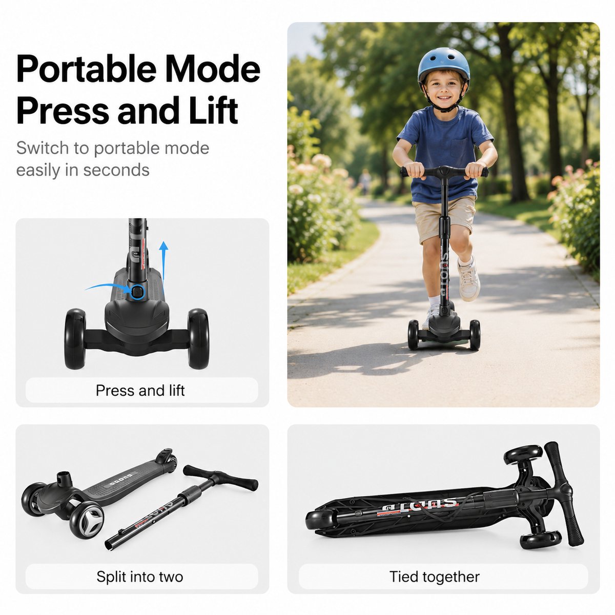 Suotu Kinderstep - Step - 3 Lichtgevende Wielen - EXTRA BREEDE WIELEN - Step 3+ Jaar tot 50kg - Speelgoed Jongens/Meisjes - Zwart — afbeelding 10