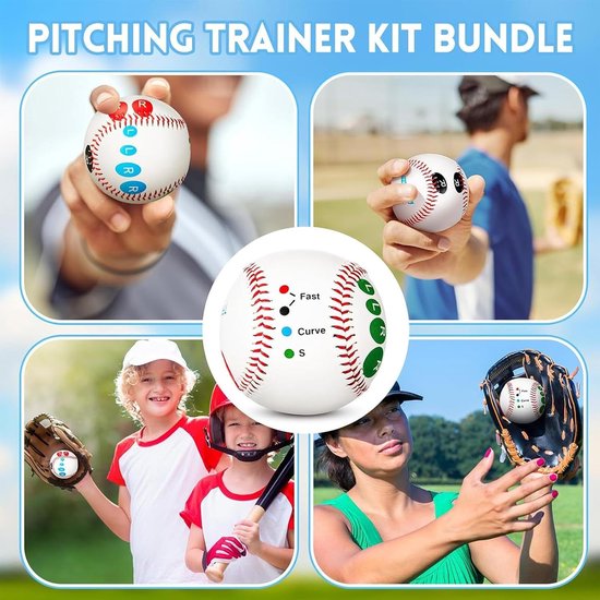 Honkbal Pitching Trainer - Vingermerkbal Oefenhonkbal - Werpen Verbeteren - Kleurgecodeerde Vingerplaatsing - 229 cm - Niet gespecificeerd — afbeelding 2