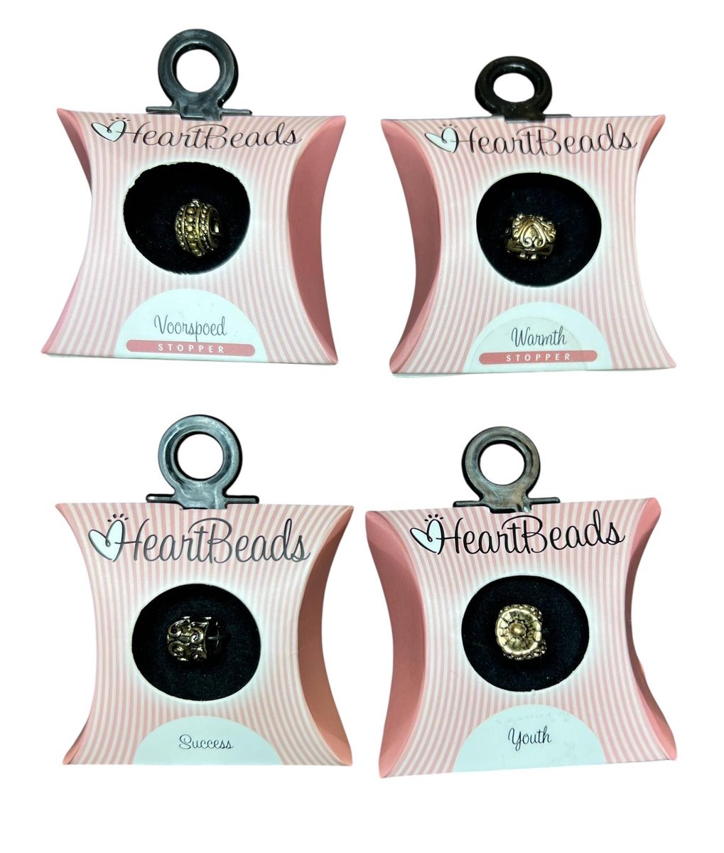 4x HeartBeads Bedel (2 bedels en 2 stoppers) Goud