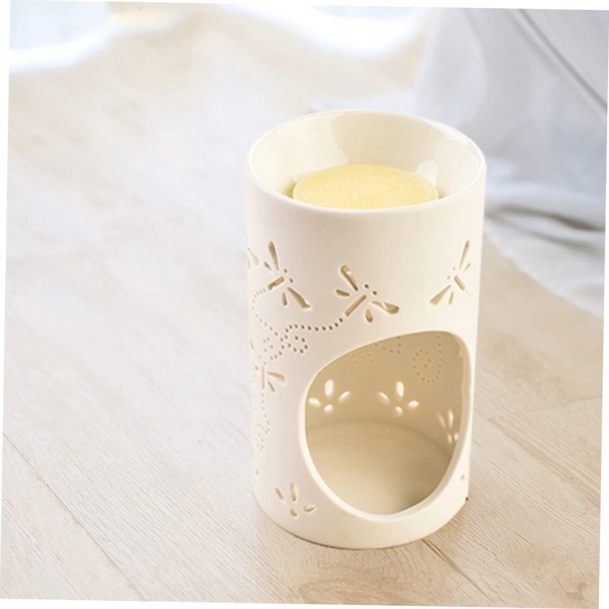 Keramische Oliebrander - Geurbrander Waxinelicht - Geur Verspreiden - Libelle Uitsnijding - 72 x 72 x 12 cm - Wit — cadeau in Wonen & Interieur - foto 5