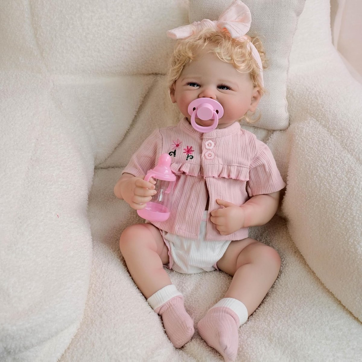 Reborn Baby Pop - Levensnoodzakelijke Pop Meisje - Kind Ontwikkeling - Volledig Vinyl Lichaam - 455 cm - Blond