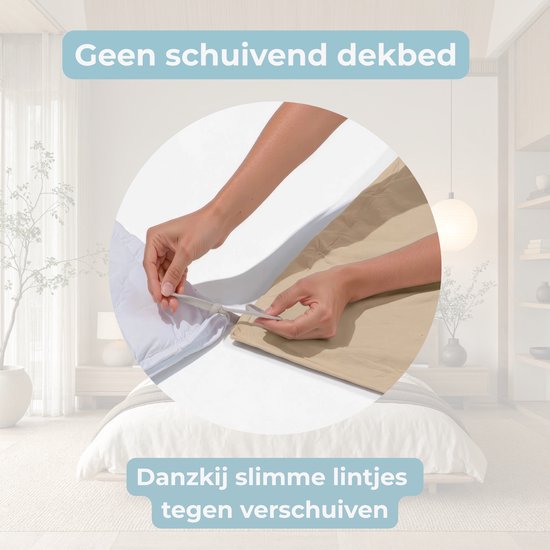 HUSH Living Dekbedovertrek - 100% katoen - 144TC - soepel en ademend - 200x220+20cm - 2 x 60x70cm kussenslopen - zand — afbeelding 4