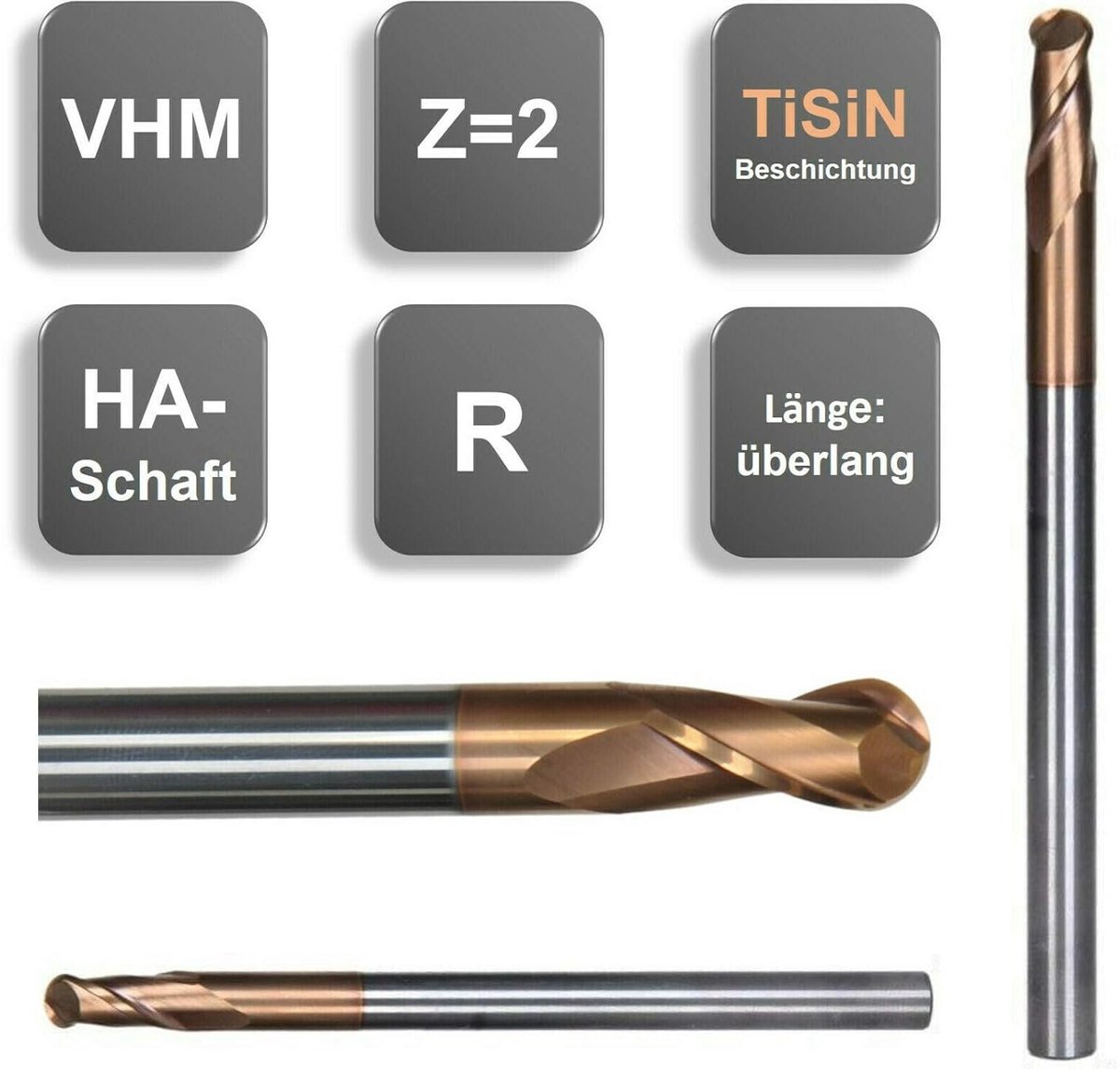 VHM Radiusfrees - Overlangse Frees - Metaalbewerking - Extra Lange Uitvoering - Ø 12 mm - Zilverkleurig