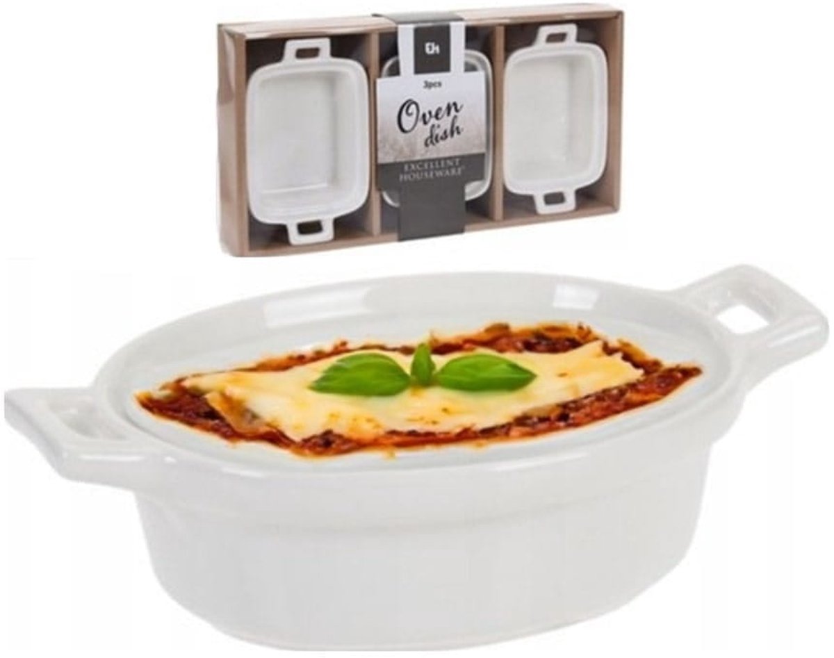 Koopman Serie - Ovenvaste Kommetjes - Set van 3 - Wit - Keramisch — cadeau in Kookcadeaus - foto 2