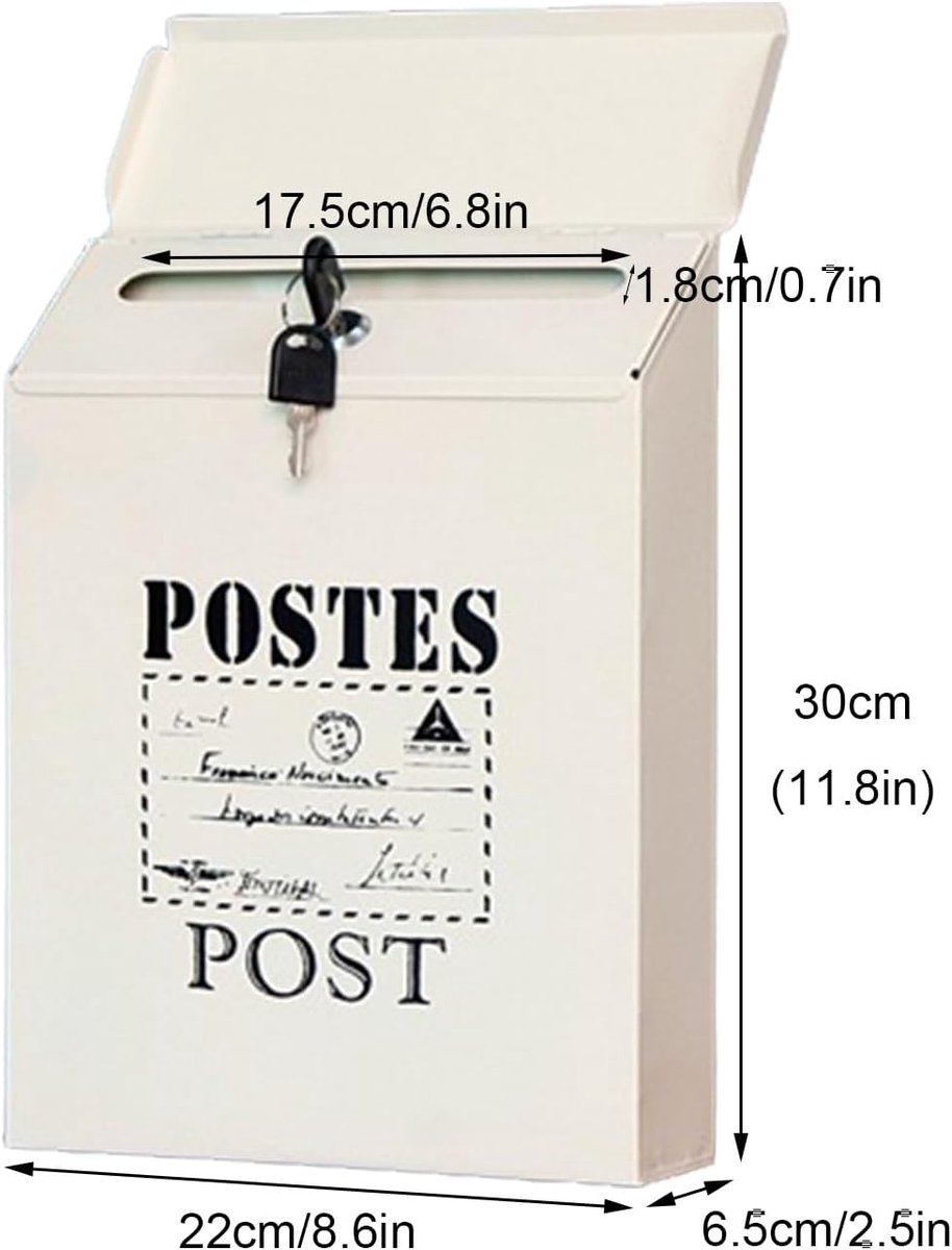 Brievenbus Wandmontage - Afsluitbare Postbus - Post Ontvangen - Roestbestendig IJzer - 27x21x30 cm - Groen