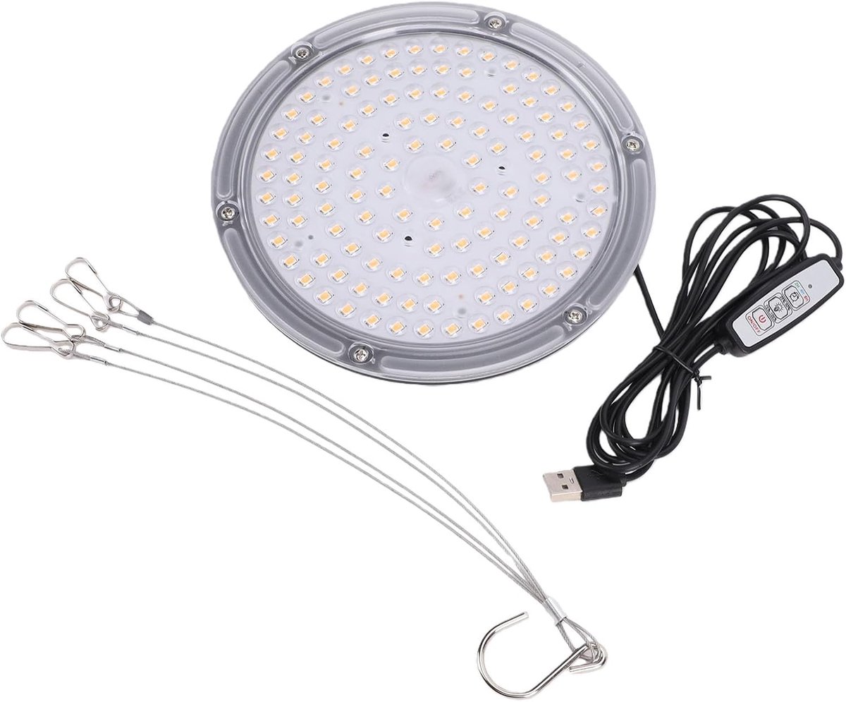 Plantengroeilicht - Kweeklamp Binnen - Planten Ondersteunen - Volledig Spectrum - 120 LED - Zwart