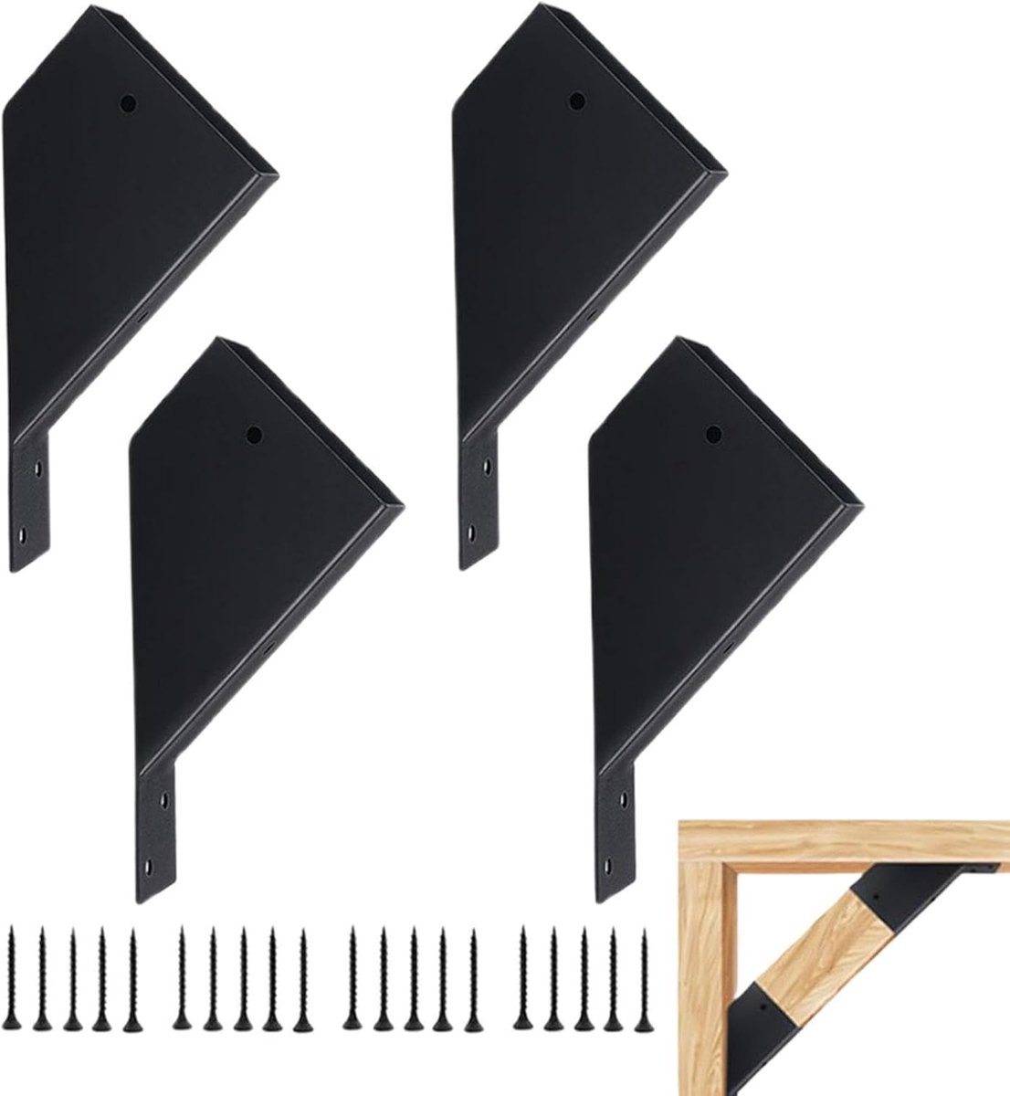 Pergola Beugels - Balk Paal Beugel - Tuinconstructie Bouwen - Roestbestendige Constructie - 4-delige Set - Zwart
