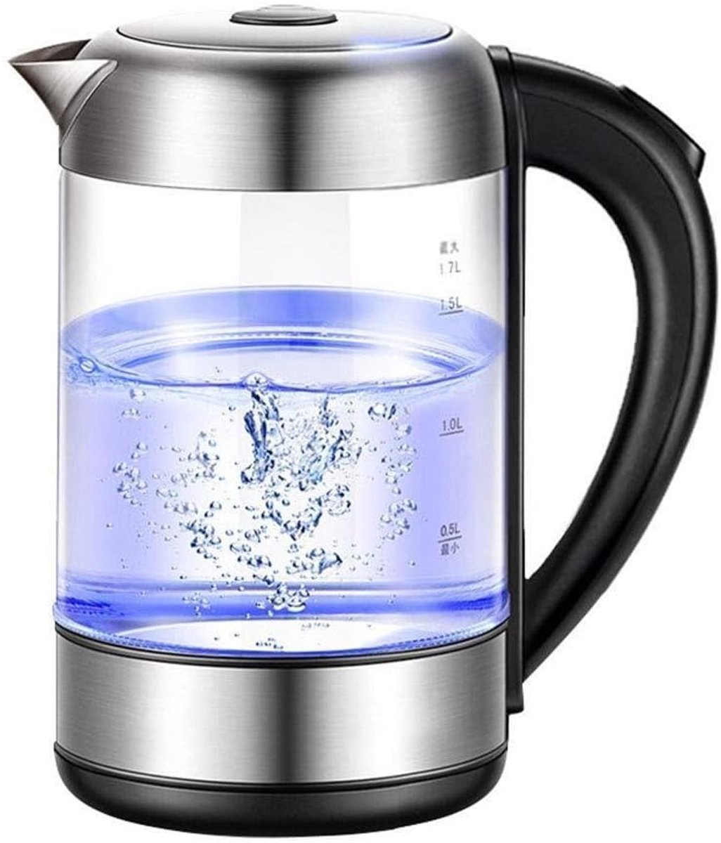 Glazen Waterkoker - Elektrische Ketel Jug - Snel Water Koken - Veiligheidsmaterialen Geen Plastic - 1.7 Liter - Roestvrij Staal