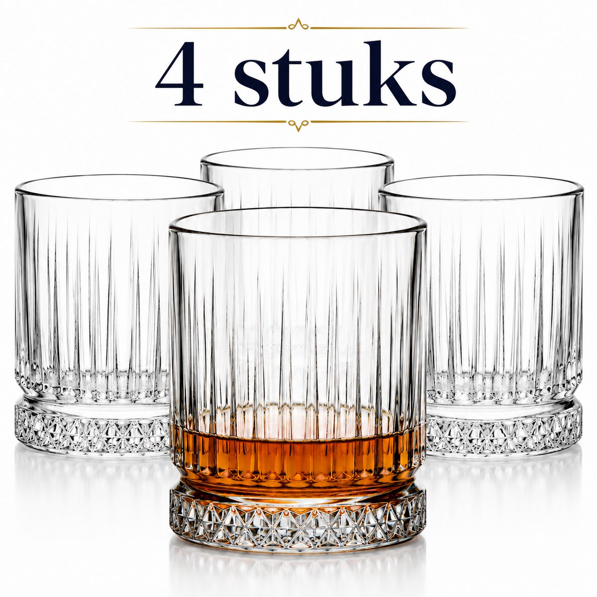 Set van 4 Luxe Kristalglazen - Waterglazen 210 ml - Tumbler Drinkglazen voor Whisky, Cocktails & Frisdrank