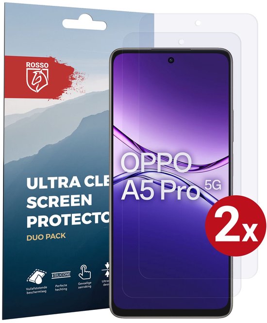 Rosso Screen Protector Geschikt voor Oppo A5 Pro | Ultra Clear Duo Pack | TPU Folie | Case Friendly Beschermfolie | 2 Stuks