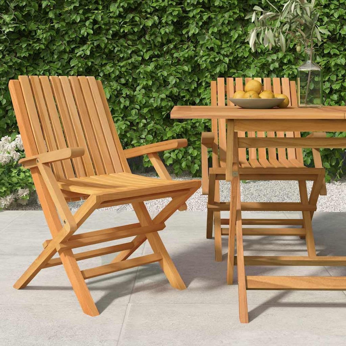 Inklapbare tuinstoelen - Houten buitenstoelen - Buiten Zitten - Massief teakhout - 61 x 67 x 90 cm - Bruin