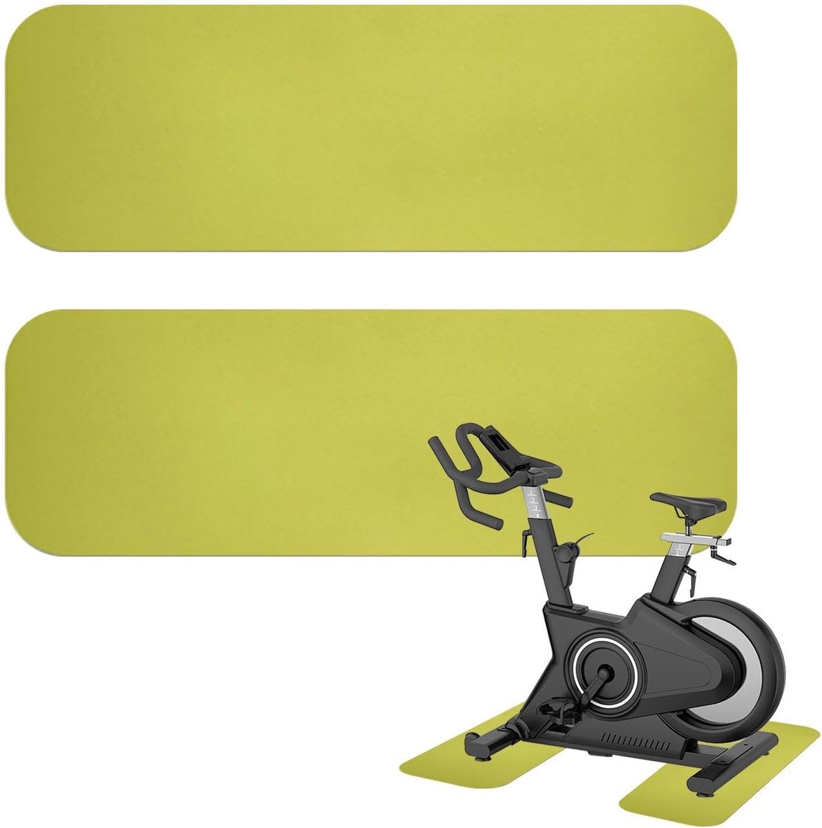 Vloermat Loopband - Fitnessmat Hometrainer - Bescherming Vloeren - Trillingsdempend Antislip - 80 x 25 cm - Neon Groen