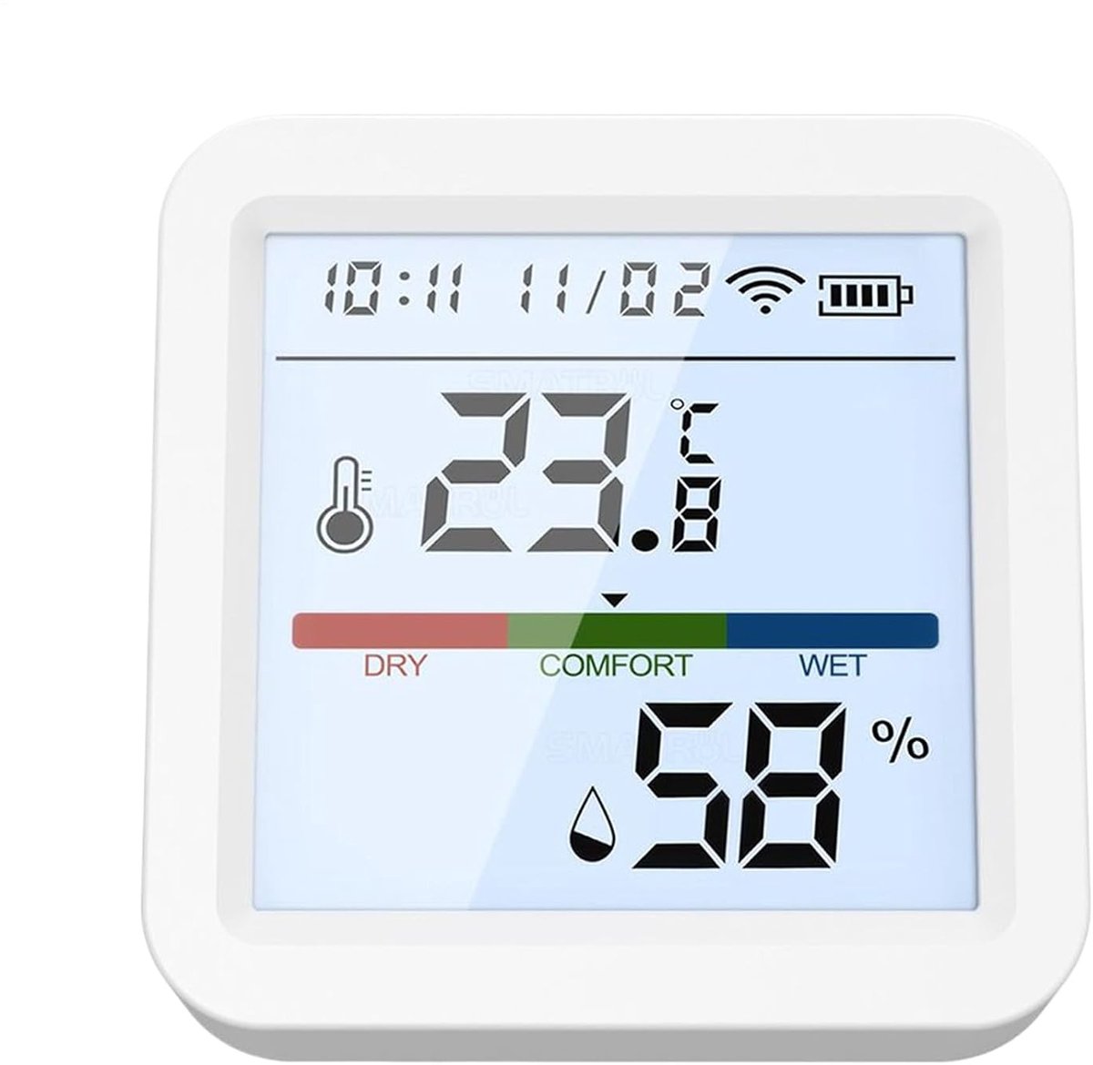 Vochtmeter Hygrometer - Luchtkwaliteit Monitor - Klimaat Bewaken - Draadloze Koppeling - 5.6 x 5.6 cm - Wit