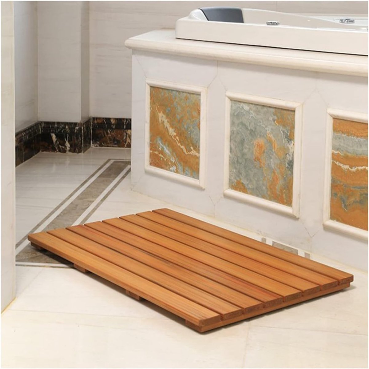 Bamboe Douchebak - Badmat Hout - Ontspanning Thuis - Natuurlijk Materiaal - 75 x 85 cm - N