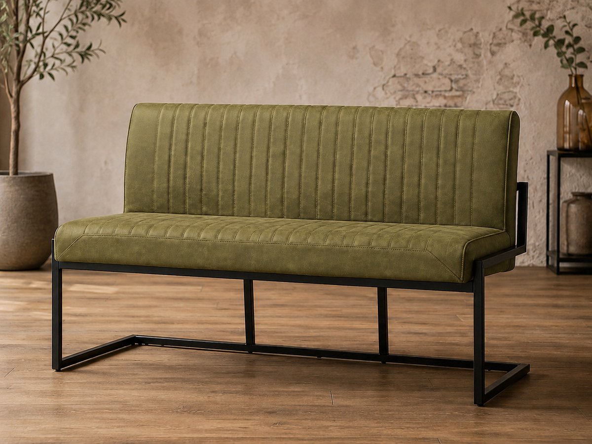 Eetkamerbank Belgie 135 cm Micro Leder Groen