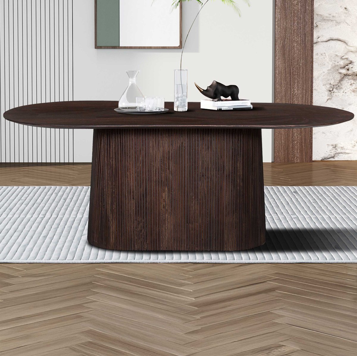 Tafel 'Miguel' 200 cm Ovaal Mango hout Donkerbruin