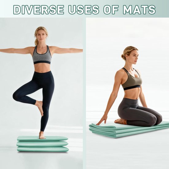 Yogamatten - Trainingsmat - Opvouwbare Yogamat - Gymnastiekmat Pilatesmat - Oefenmat - 183 X 81 X 8 mm - Antislip - Draagbare - Brede - Voor Dames en Heren - Yoga, Stretching, Pilates, Andere Oefeningen, Slaapmat — afbeelding 2