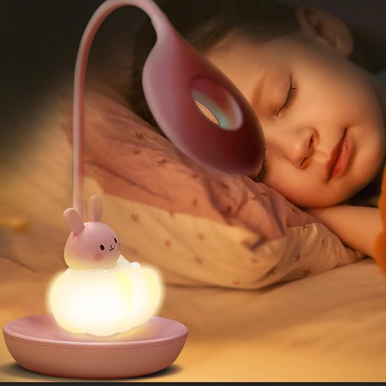 QORA® Bureaulamp Kinderkamer - Bureaulamp Roze - Tafellamp Kinderkamer - Roze - 11cm x 11cm x 37cm — afbeelding 4