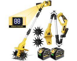 MellWin Accu Grondfrees - 800 tpm - Elektrisch Tuinfrees - met 2x 6.0 Ah Accu's - 16 cm werkdiepte - 22 cm werkbreedte - Accu Motorhak