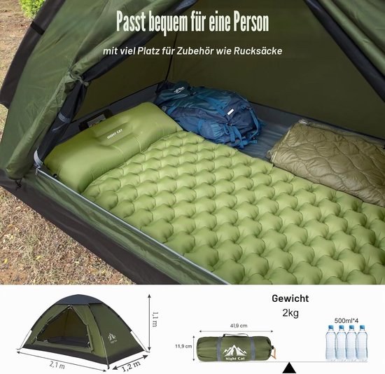 Night Cat 1 Persoon Kampeer Tent: Waterdichte Rugzaktent voor 1 Man Lichtgewicht Eenvoudige Opzet Wandelingen in de Achtertuin van Night Cat — afbeelding 3
