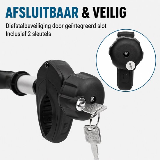 Zilveren Lange Framehouder Fietsendrager Afsluitbaar - 45 cm - Voor 3e Fiets - Universele Fietsklem Caravan & Camper — afbeelding 2