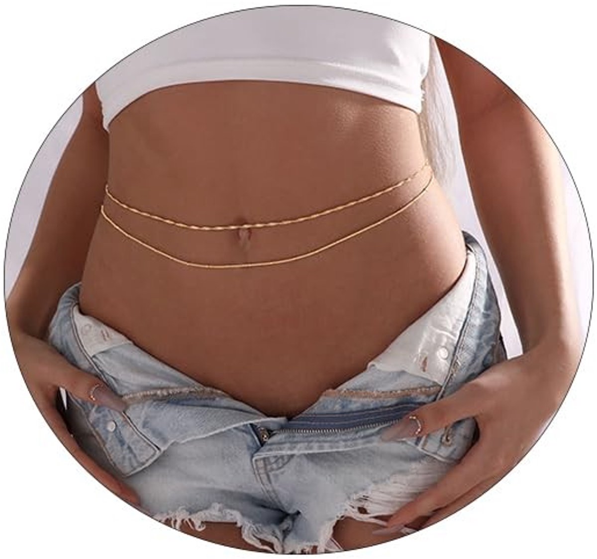 Dailygoods- Tailleketting 2 Stuks - Gouden Buikketting - Roestvrij Staal - Verstelbaar - Modieus Ontwerp - Inclusief Opbergtas
