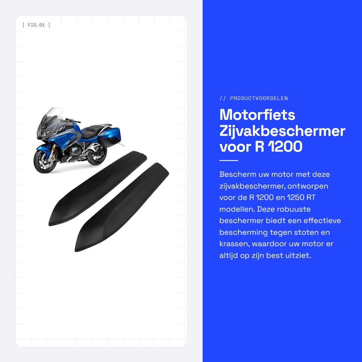 Dailygoods- Zijvakbeschermer Volledige Dekking - Zijkoffers Motor - Anti-Botsingsapparaat - Vervanging voor R1200RT/R1250RT - ABS Materiaal - Eenvoudige Installatie - Zijkoffer