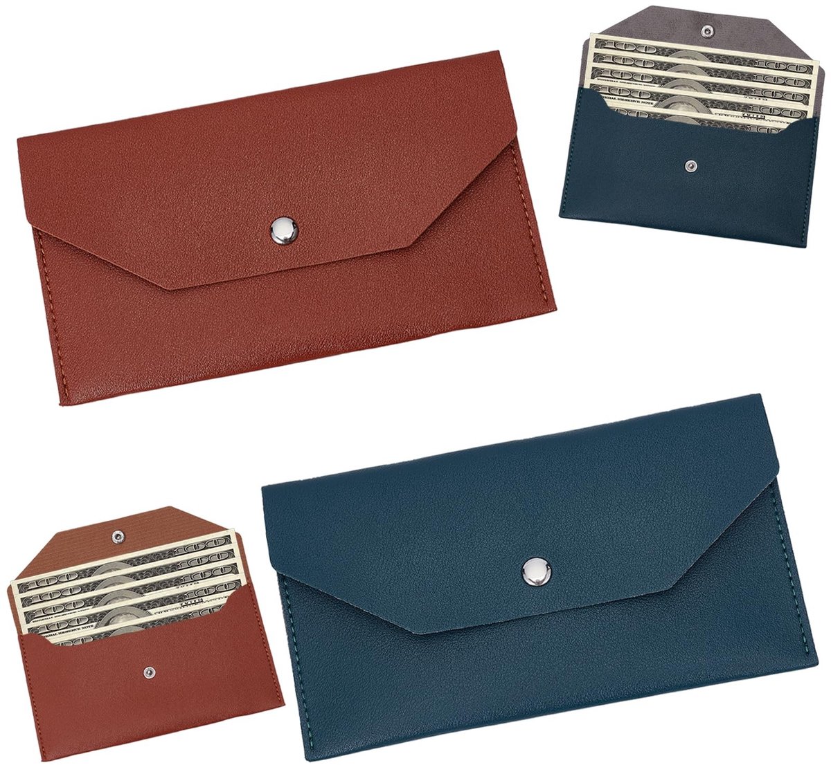 Dailygoods- Portemonnee met 2 Enveloppen - Duurzaam PU-leer - 8 Geldverdelers - Budgettering Stickers - Lichtgewicht - Geschikt voor Contant Geld - Budgetportemonnee