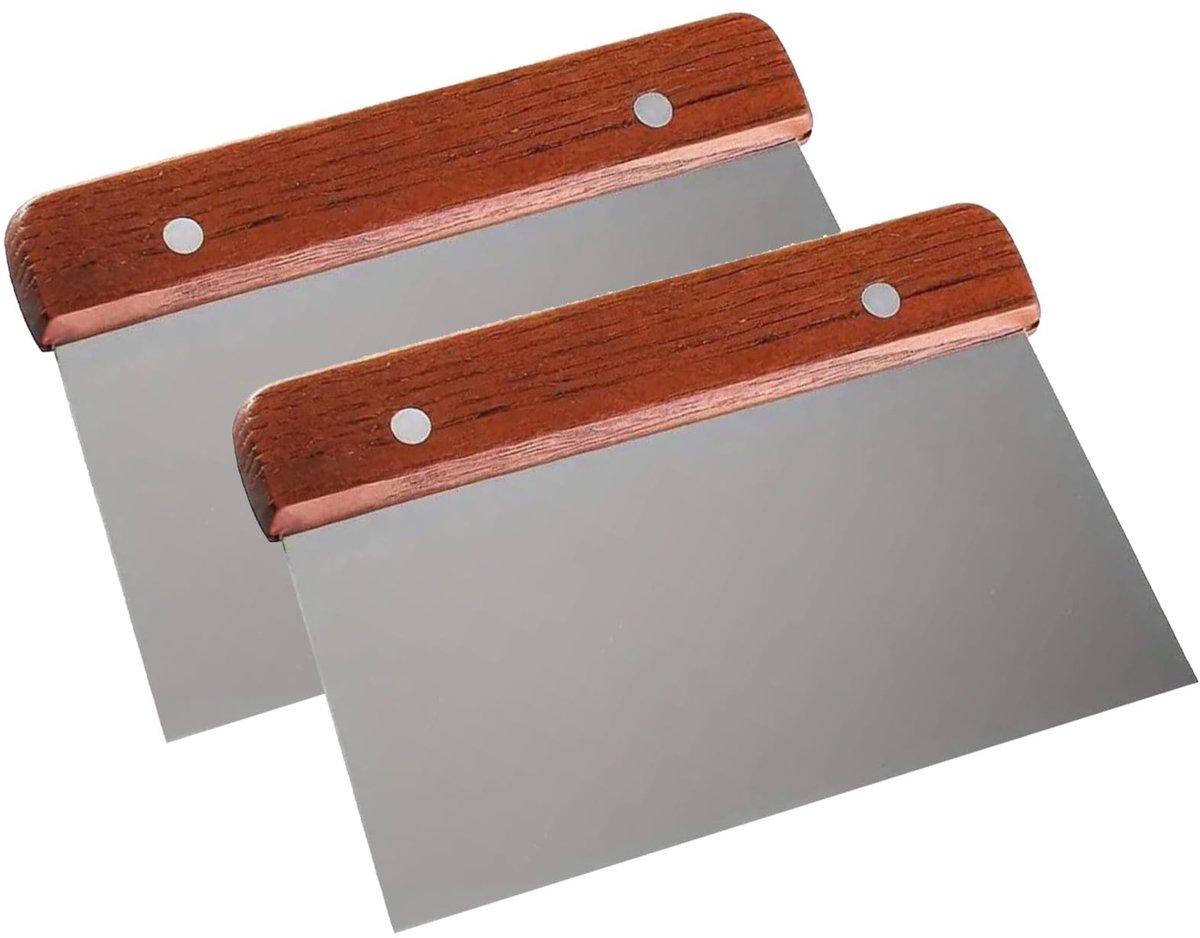 Dailygoods- Deegschraper Roestvrij Staal - Deegsnijder - Keukenschraper - Deegspatel - Multifunctioneel - 2 Stuks 16 x 10,7 cm - Keukenspaan
