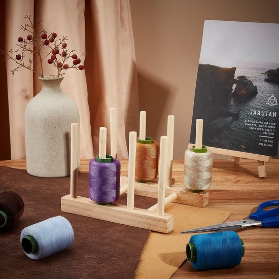 Houten Draadrek voor 8 Spoelen, Draadorganizer voor Borduren en Quilten, Ideaal voor Haarknotjes en Creatieve Projecten — afbeelding 5