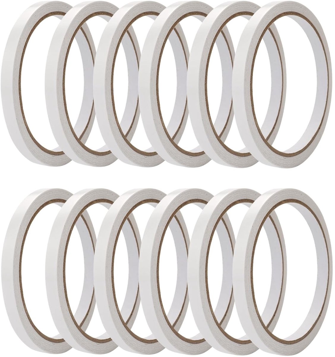 Sterke Dubbelzijdige Plakband voor Creatieve Projecten - 12 Rollen van 6 mm, Ideaal voor Papier, Hout, Metaal en Glas, 10 Meter per Rol