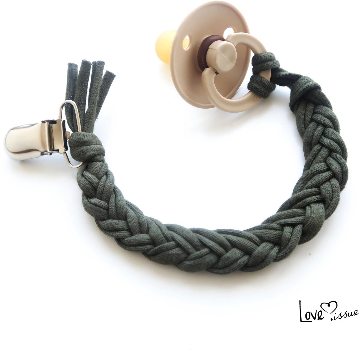 Goedkoopste LOVEissue Speenkoord Van gevlochten katoen - 'Army green'