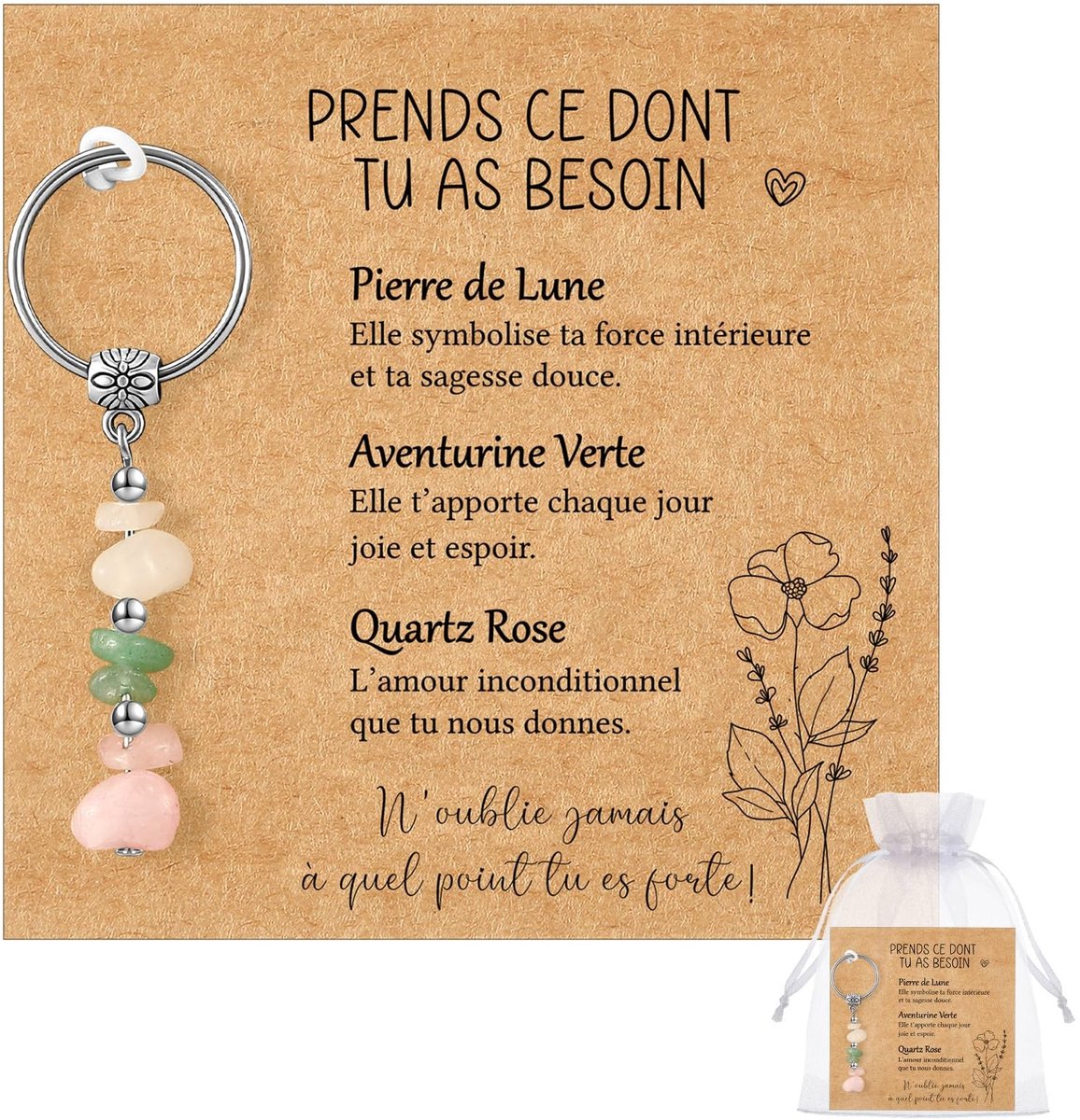 Dailygoods- Sleutelhanger Natuurlijk Materiaal - Cadeau Voor Oma - Verjaardagskaart - Ergonomisch Ontwerp - Onderhoudsvriendelijk - Attent Geschenk