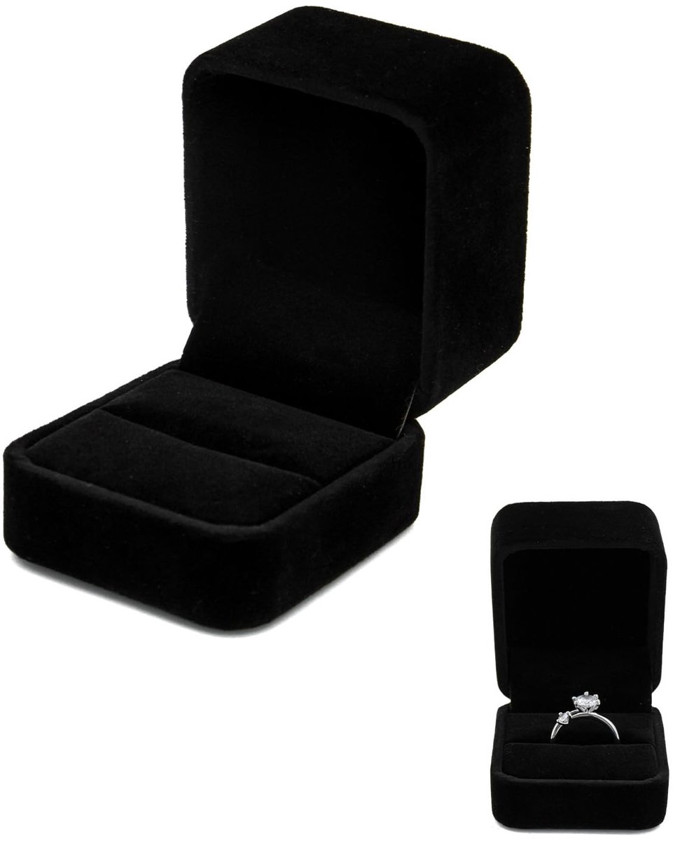 Dailygoods- Ringendoos Fluwelen Trouwringdoos - Verlovingsringdoos - Sieradenetui voor Ring - Geschenkdoos voor Ringen - Juwelendoosje - Zacht Fluweel + Premium Spons - Sieradendoos