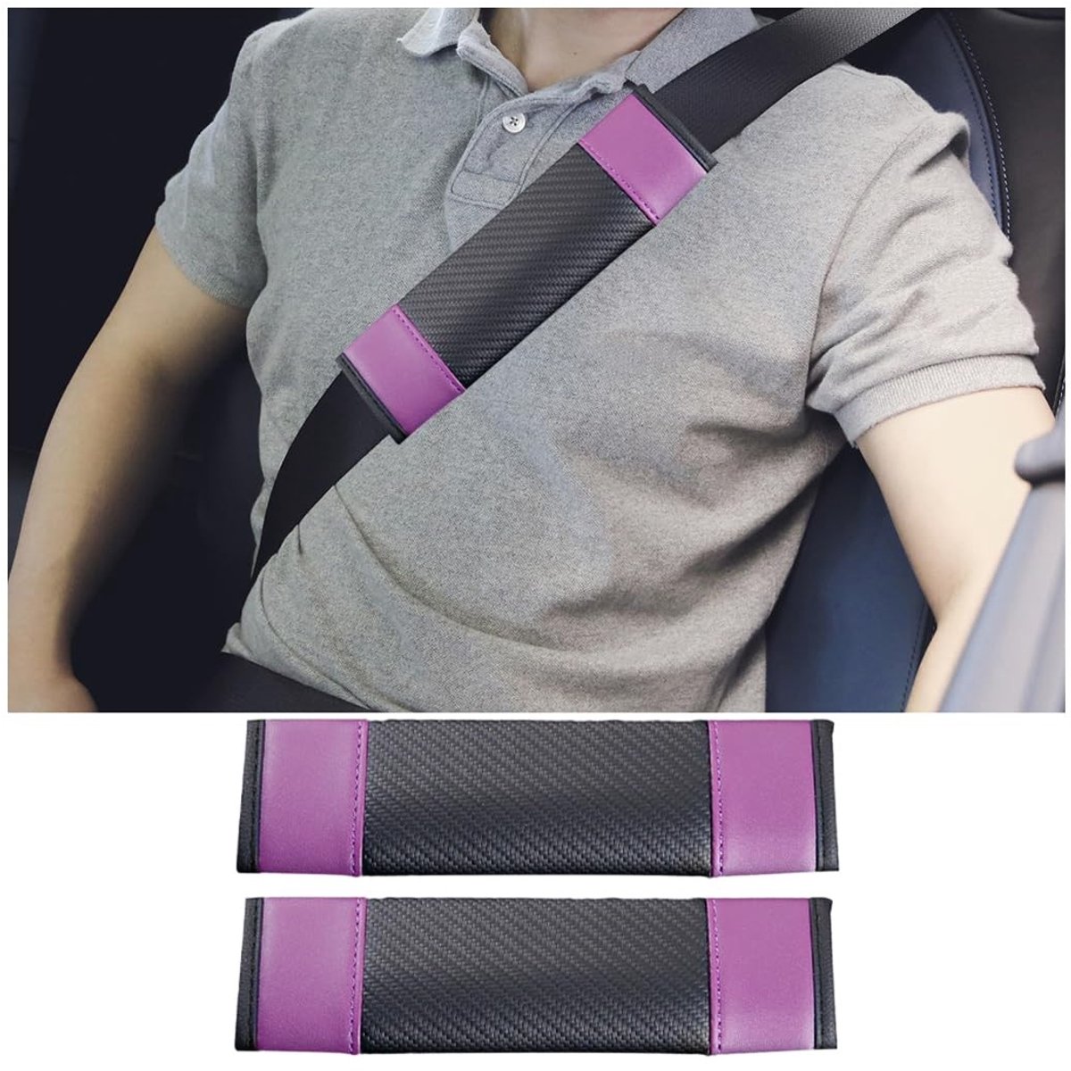 Dailygoods- Gordelpads 2-pack - Afneembare Schouderbeschermer - Lederen Veiligheidsgordel - Zacht en Slijtvast - Universele Toepassing - 23 x 6 cm - Gordelkussen