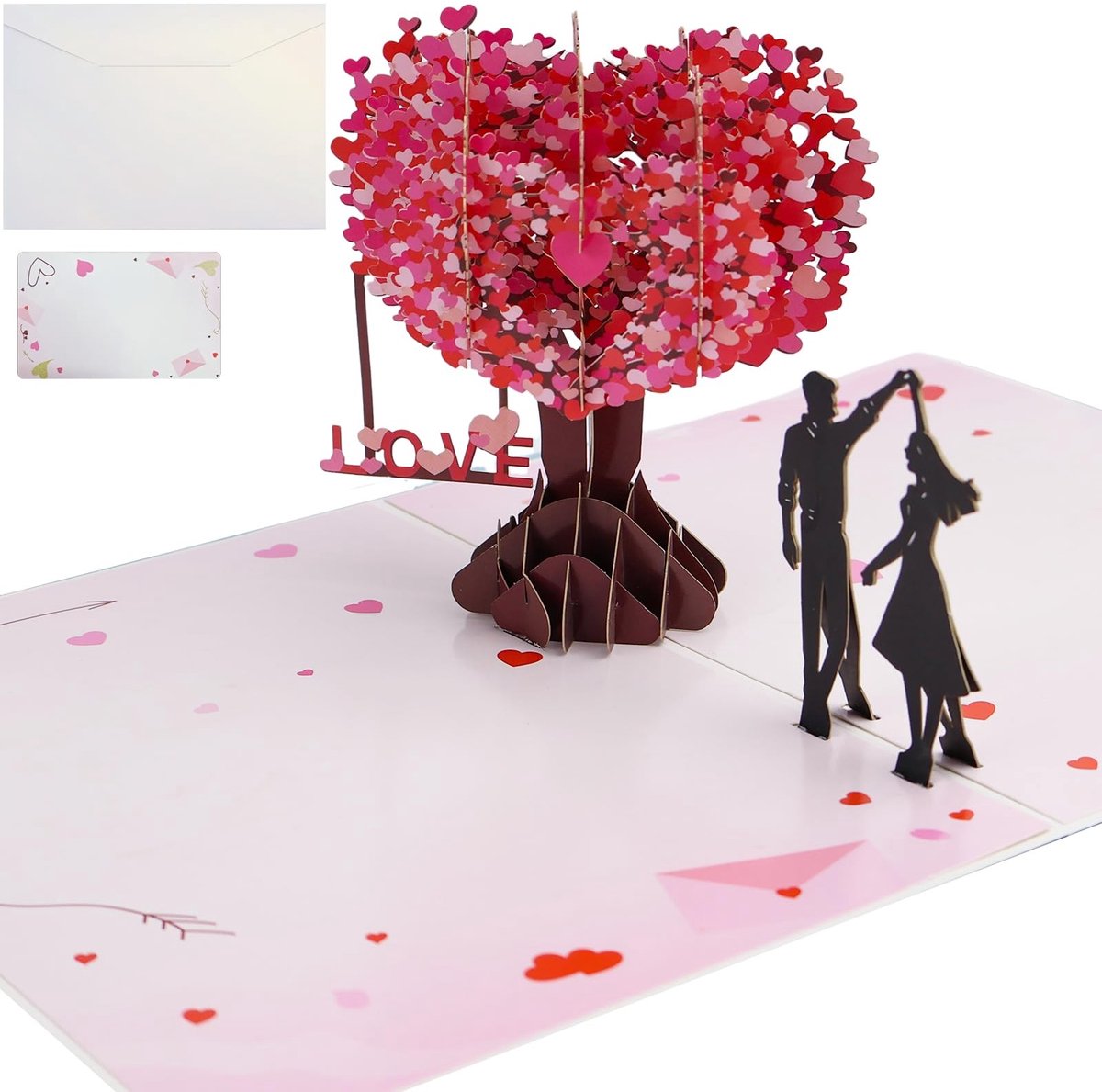 Dailygoods - IIRC 3D bruiloftskaart, pop-up kaart bruiloft, huwelijkskaart met envelop, Valentijnsdagkaart, 3D kaart bruiloft, huwelijksdag-wenskaart
