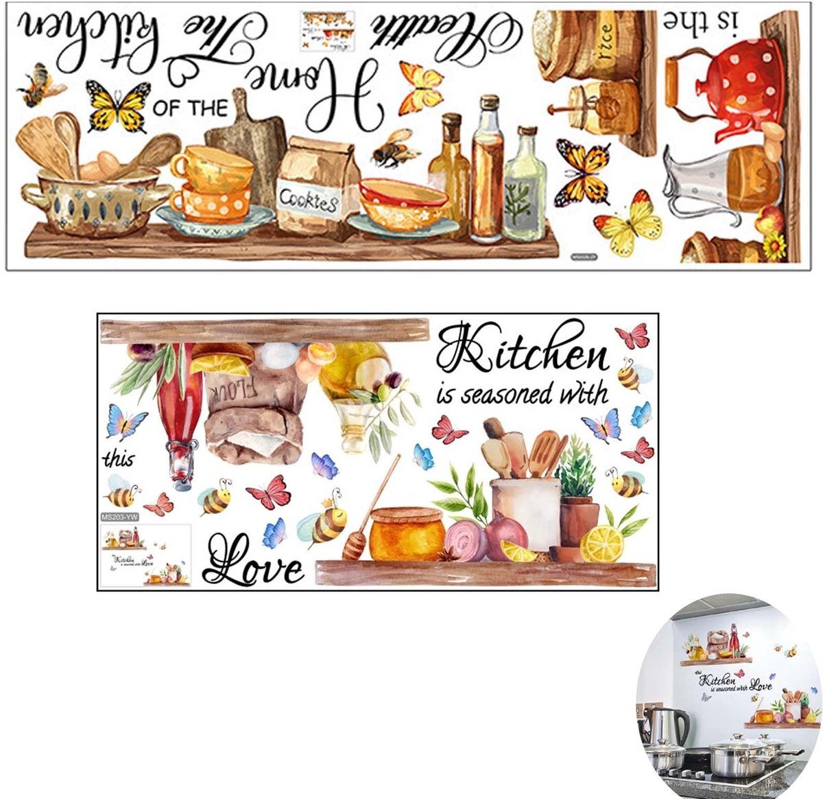 Dailygoods- Keukenmuurstickers waterbestendig - PVC stickers - 2 stuks - 30x60 cm / 30x90 cm - decoratief - duurzaam - Muursticker