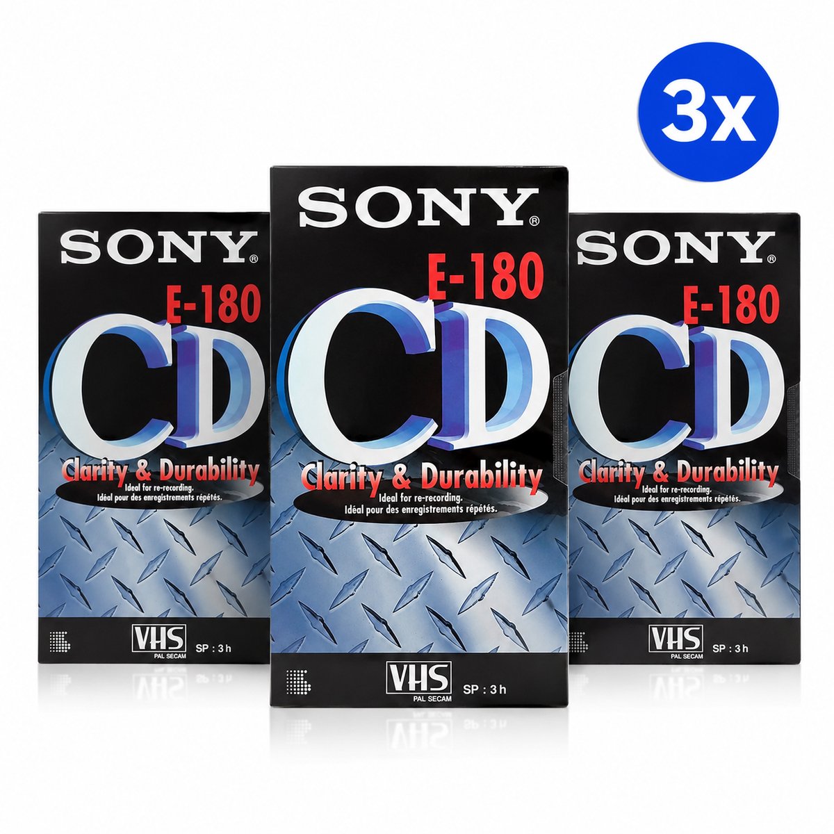 Sony E-180 VHS Videocassette 3-Pack – Clarity & Durability – 180 Minuten (SP 3 uur)