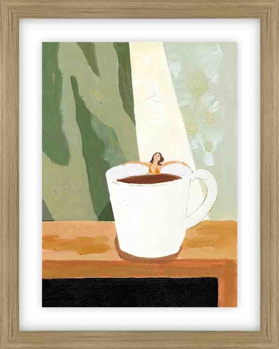 HomeBound by KY | Schilderij met frame koffie momentje | 40x50x3,3cm | wandpaneel koffie