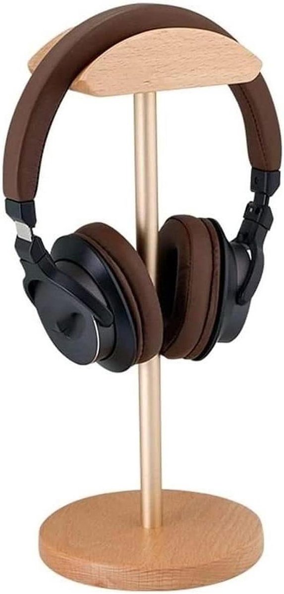 Hoofdtelefoon standaard - Headset houder - Bureau organiseren - Antislip ontwerp - Compact formaat - Houtkleur