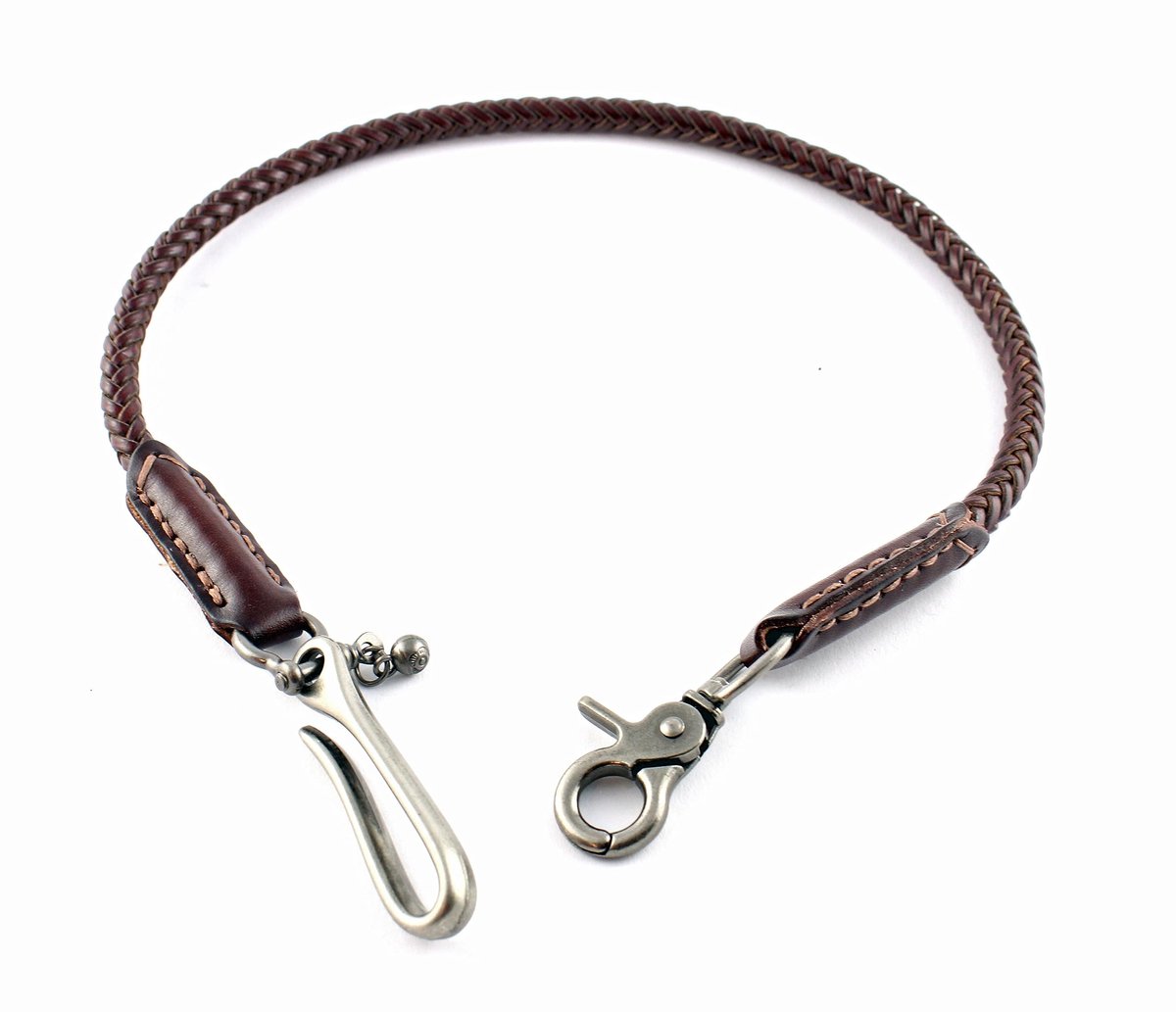 Dailygoods- Broekketting 60 cm - Veiligheidsbroekketting - Sleutelketting - Portemonnee ketting - Leder/staal - Duurzaam en robuust - Portemonneeketting